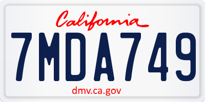 CA license plate 7MDA749
