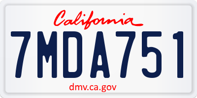 CA license plate 7MDA751