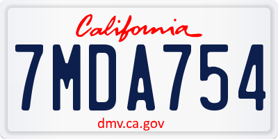 CA license plate 7MDA754