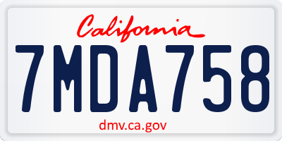 CA license plate 7MDA758