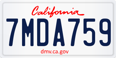 CA license plate 7MDA759