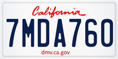 CA license plate 7MDA760