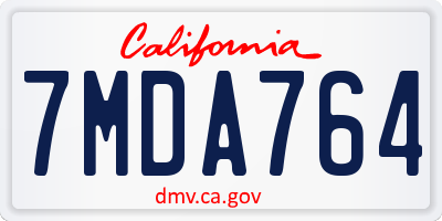 CA license plate 7MDA764