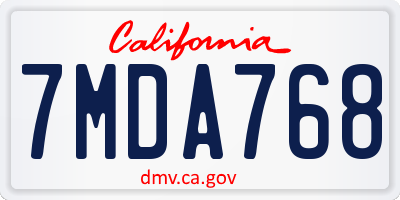 CA license plate 7MDA768