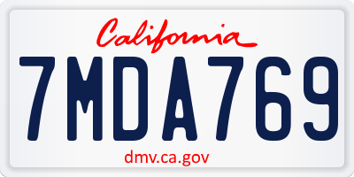 CA license plate 7MDA769