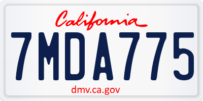 CA license plate 7MDA775