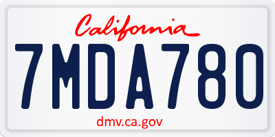 CA license plate 7MDA780