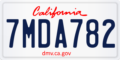 CA license plate 7MDA782