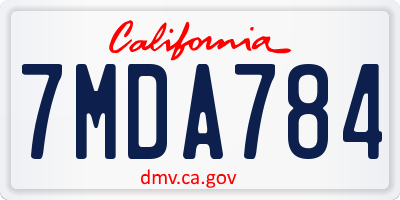 CA license plate 7MDA784