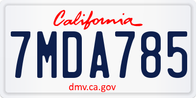 CA license plate 7MDA785