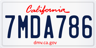 CA license plate 7MDA786