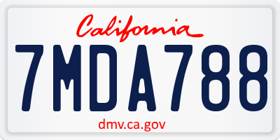 CA license plate 7MDA788