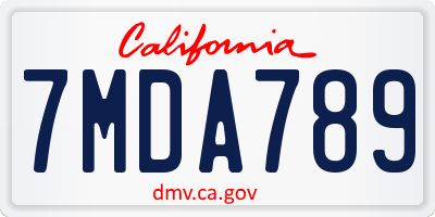 CA license plate 7MDA789