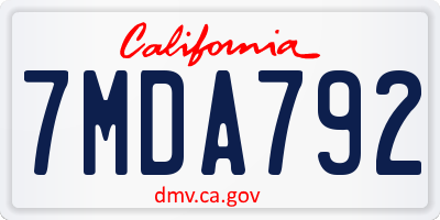 CA license plate 7MDA792