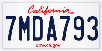 CA license plate 7MDA793