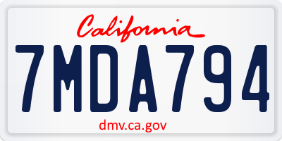 CA license plate 7MDA794