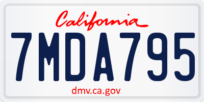 CA license plate 7MDA795