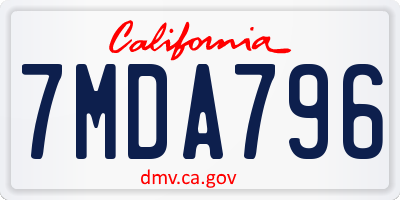 CA license plate 7MDA796
