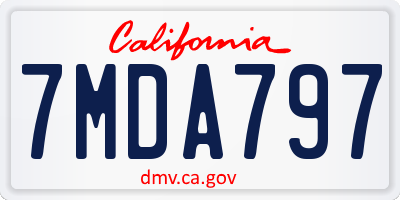 CA license plate 7MDA797