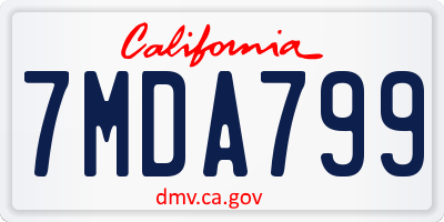 CA license plate 7MDA799