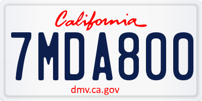 CA license plate 7MDA800
