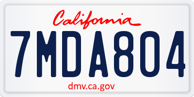 CA license plate 7MDA804