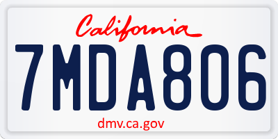 CA license plate 7MDA806