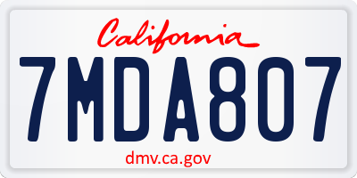 CA license plate 7MDA807
