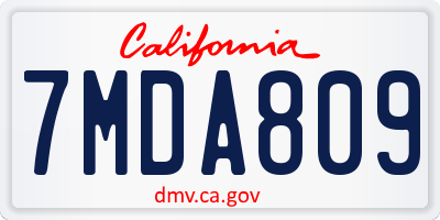 CA license plate 7MDA809