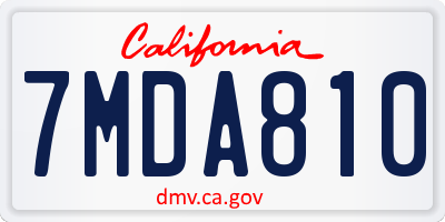 CA license plate 7MDA810
