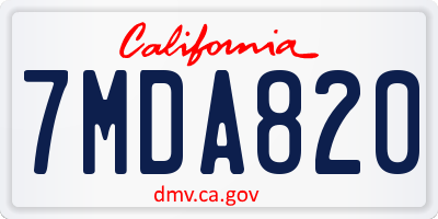 CA license plate 7MDA820