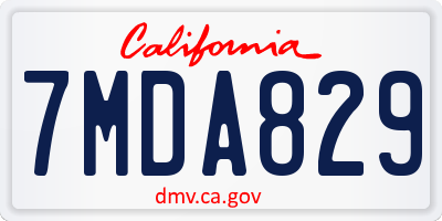 CA license plate 7MDA829