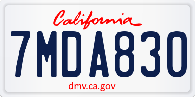 CA license plate 7MDA830