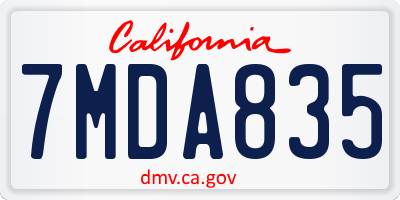 CA license plate 7MDA835