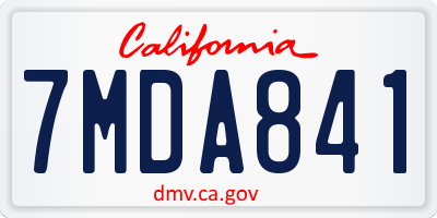 CA license plate 7MDA841