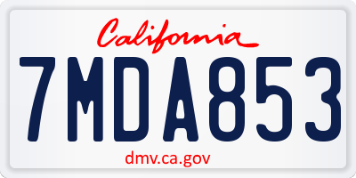 CA license plate 7MDA853