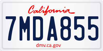 CA license plate 7MDA855