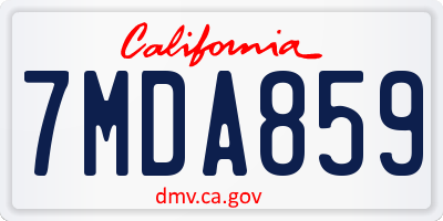 CA license plate 7MDA859