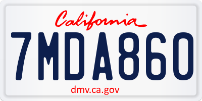 CA license plate 7MDA860