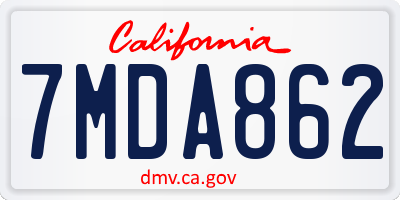 CA license plate 7MDA862