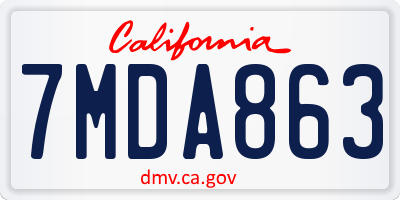 CA license plate 7MDA863