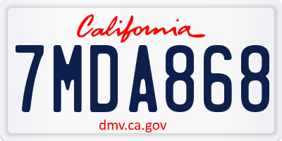 CA license plate 7MDA868