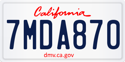 CA license plate 7MDA870