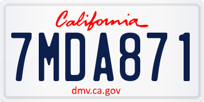 CA license plate 7MDA871