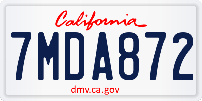 CA license plate 7MDA872