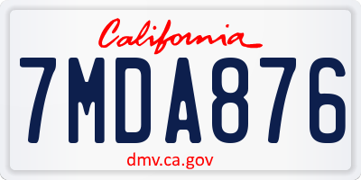 CA license plate 7MDA876