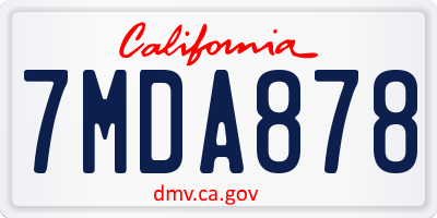 CA license plate 7MDA878