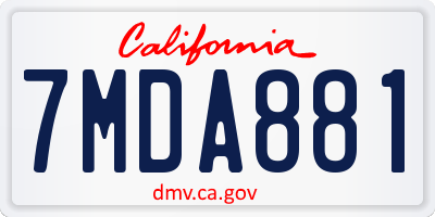CA license plate 7MDA881