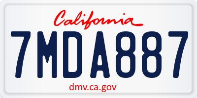 CA license plate 7MDA887