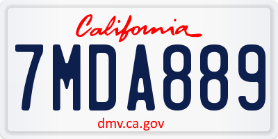 CA license plate 7MDA889